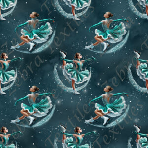 Patineuse turquoise fond étoilé