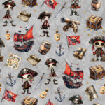 Pirate rouge fond gris