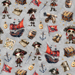 Pirate rouge fond gris
