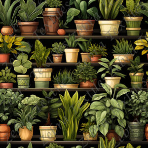 Plante verte variée fond noir