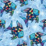 Poisson arc-en-ciel fond bleu