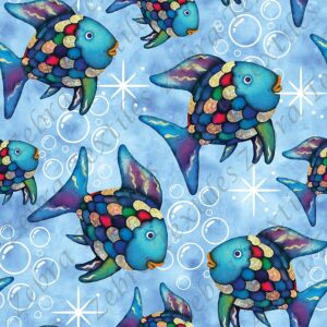 Poisson arc-en-ciel fond bleu