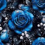 Rose bleue et perle fond noir
