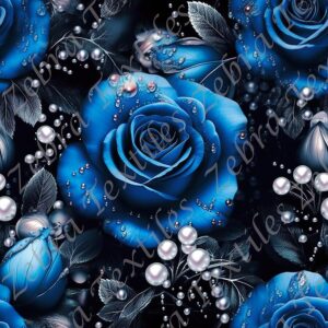 Rose bleue et perle fond noir