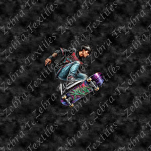 Skateur stylé chandail noir fond noir