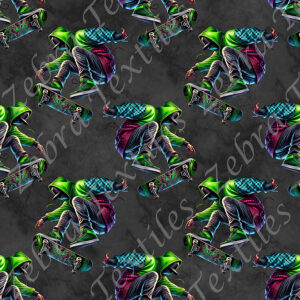 Skateur vert fond noir