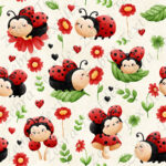 Coccinelle rouge fond crème