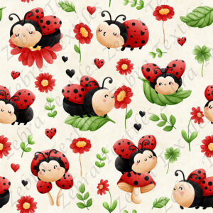 Coccinelle rouge fond crème
