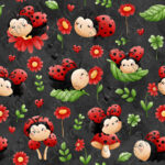 Coccinelle rouge fond noir