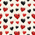 Coeur noir et rouge fond crème