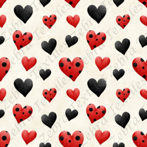 Coeur noir et rouge fond crème