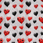Coeur noir et rouge fond gris