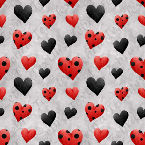 Coeur noir et rouge fond gris