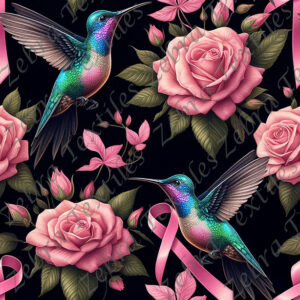 Colibri coloré cancer du sein et rose