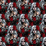 Femme gothique et rose fond noir
