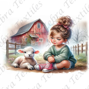 Fille et ferme fond blanc