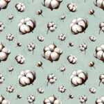 Fleur de coton fond sarcelle