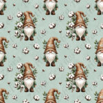 Gnome chapeau de jute et coton fond sarcelle
