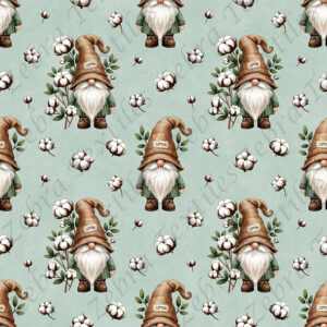Gnome chapeau de jute et coton fond sarcelle