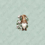Gnome chapeau de jute et coton fond sarcelle