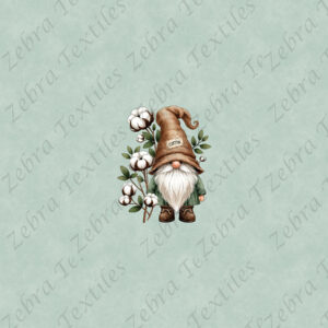 Gnome chapeau de jute et coton fond sarcelle