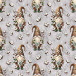 Gnome et coton fond gris