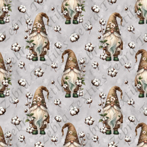 Gnome et coton fond gris