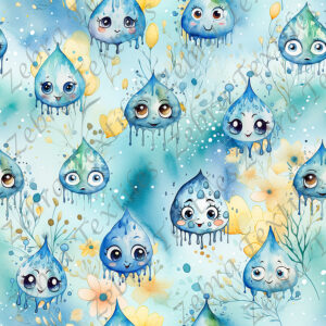 Goutte pluie aquarelle fond floral