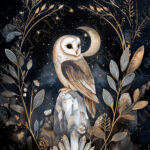 Hibou et cristaux