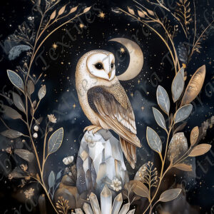 Hibou et cristaux