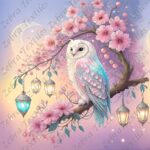 Hibou majestueux et lanterne panneau sac