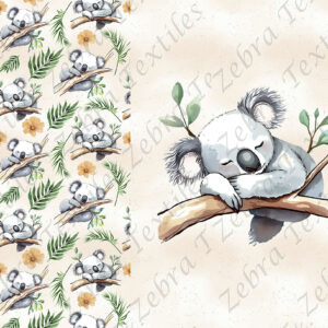 Koala dodo et feuillage fond beige Panneau doudou