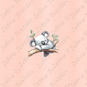 Koala dodo et feuillage fond rose