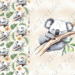 Koala et feuillage fond beige Panneau doudou