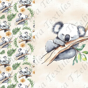 Koala et feuillage fond beige Panneau doudou