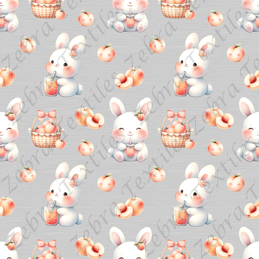 Lapin bubble tea aux pêches fond gris