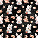 Lapin bubble tea aux pêches fond noir