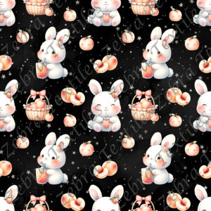 Lapin bubble tea aux pêches fond noir