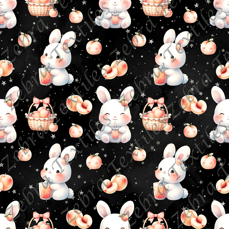 Lapin bubble tea aux pêches fond noir