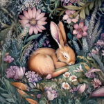 Lapin dans un champs de fleurs