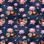 Loutre et lotus fond étoilé