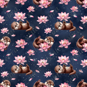 Loutre et lotus fond étoilé