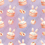 Macaron lapin aux pêches fond mauve