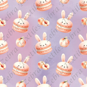 Macaron lapin aux pêches fond mauve