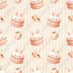 Macaron lapin aux pêches fond rayé
