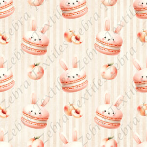 Macaron lapin aux pêches fond rayé