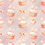 Macaron lapin aux pêches fond rose