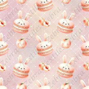 Macaron lapin aux pêches fond rose