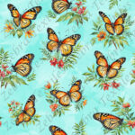 Monarque orange fond aqua