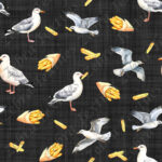 Mouette et frite fond noir